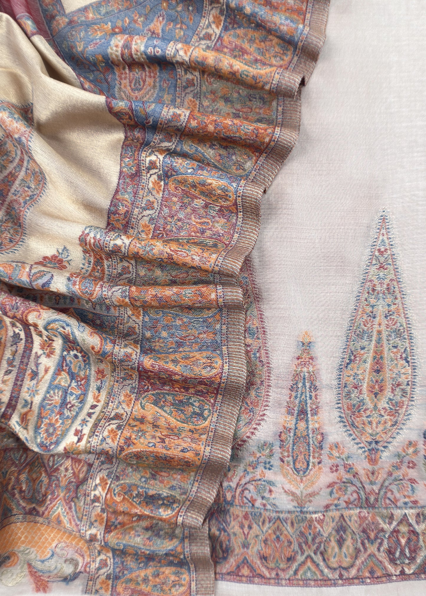 Beige Premium Kani Silk Unstitched Suit With Dupatta