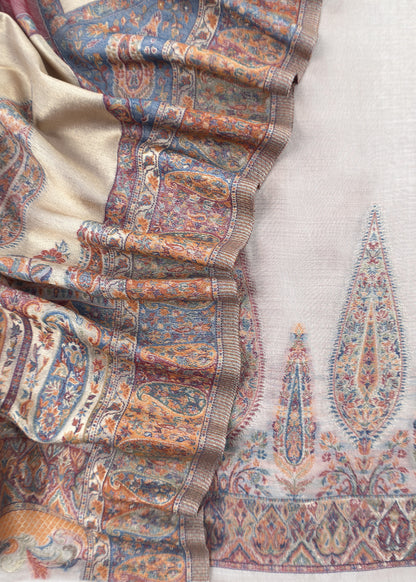 Beige Premium Kani Silk Unstitched Suit With Dupatta