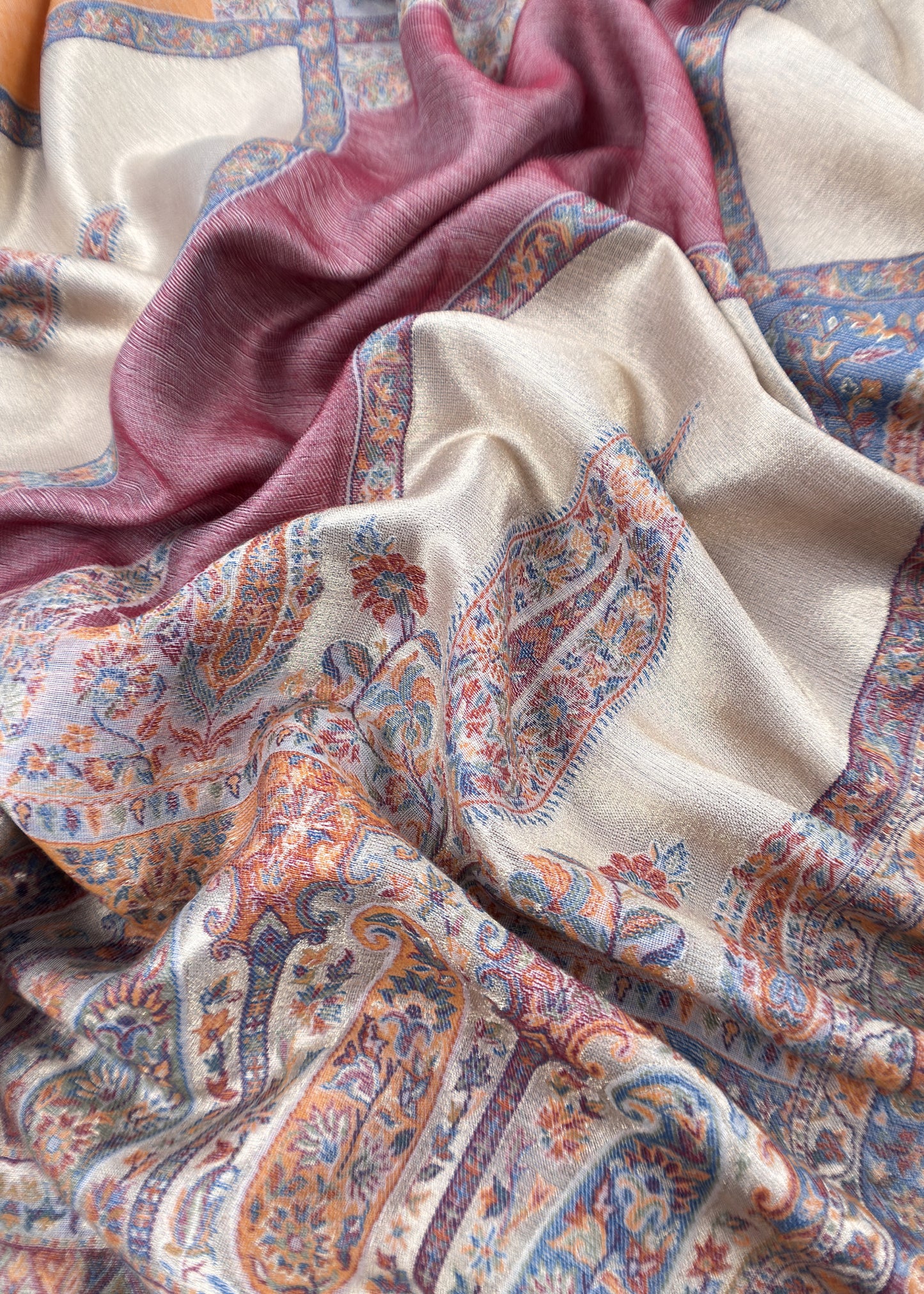 Beige Premium Kani Silk Unstitched Suit With Dupatta