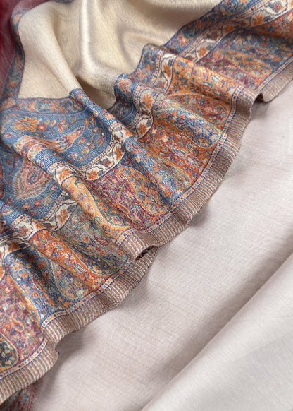 Beige Premium Kani Silk Unstitched Suit With Dupatta