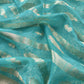 Blue Banarasi Silk Brocade Suit With Organza Dupatta