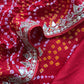 Rangreza Bandhej Red Handloom Gajji Silk Suit With Weaving And Gota Patti Handwork