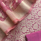 Pink Banarasi Silk Brocade Suit With Organza Dupatta