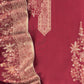 Red Handloom Satin Silk Suit In Kani Zari Weaving