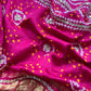 Rangreza Bandhani Yellow and Rani Pink Handloom Gajji Silk Suit with Weaving and Gotta Patti Handwork