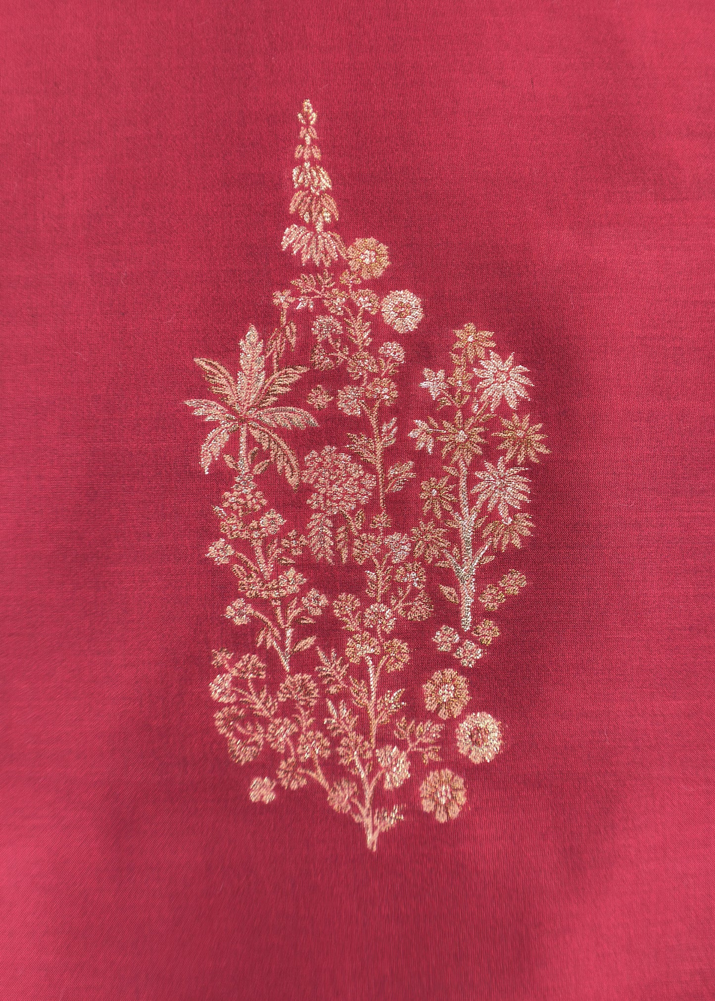 Red Handloom Satin Silk Suit In Kani Zari Weaving