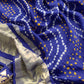Rangreza Bandhej Blue Handloom Gajji Silk Suit With Weaving And Gota Patti Handwork