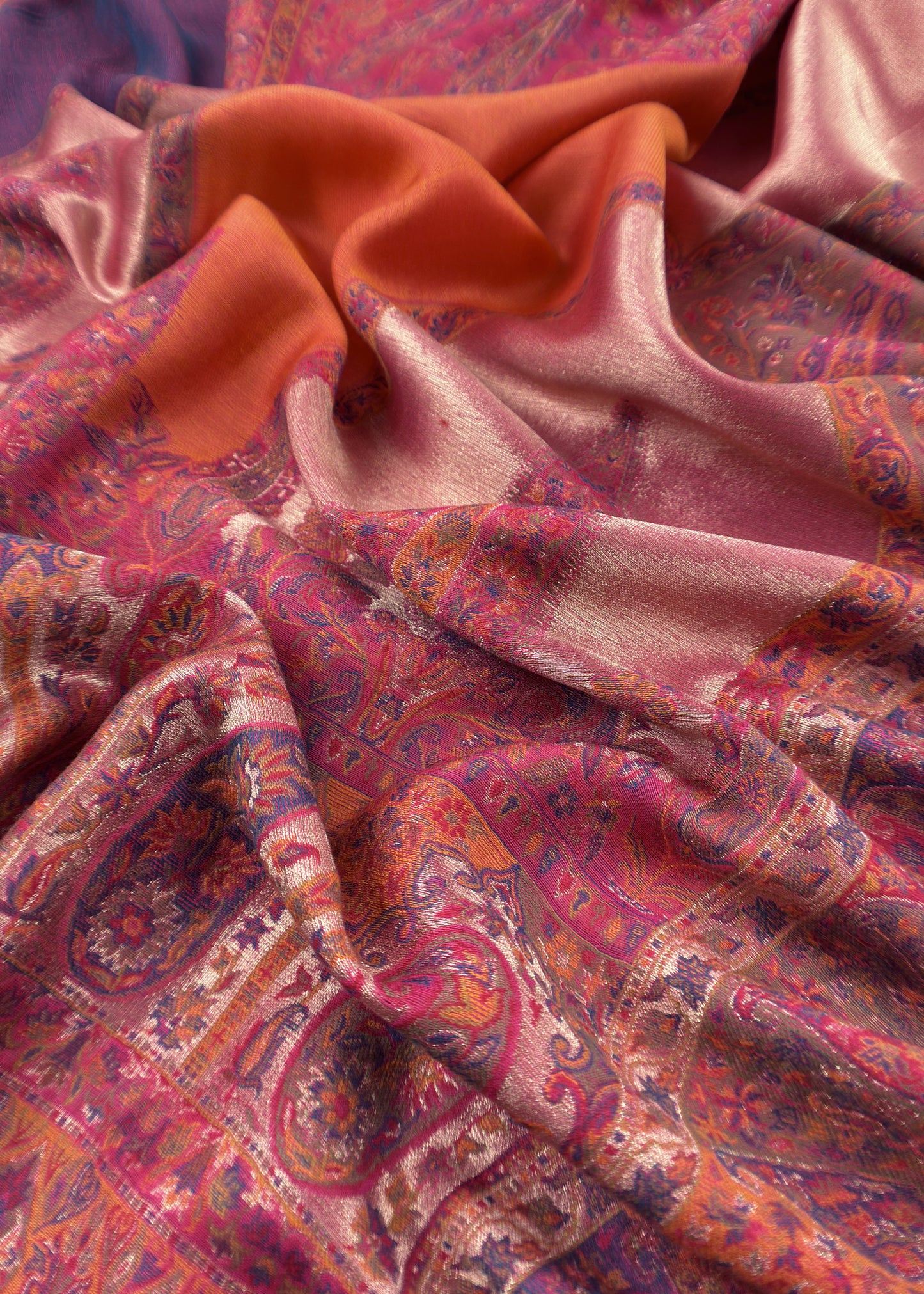 Pink Premium Kani Silk Unstitched Suit With Dupatta