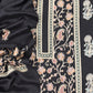 Jet Black Pure Merino wool with Beautiful Aari Embroidery
