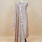 Beige Handloom Munga Silk Suit With Zari Weaving