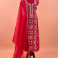 Red Pure Organza Suit With Gota Patti And Sequin Work