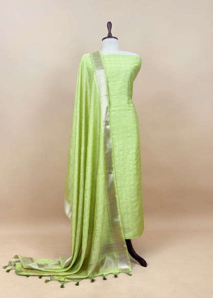 Voilet Banarasi Chanderi Suit With Dupatta