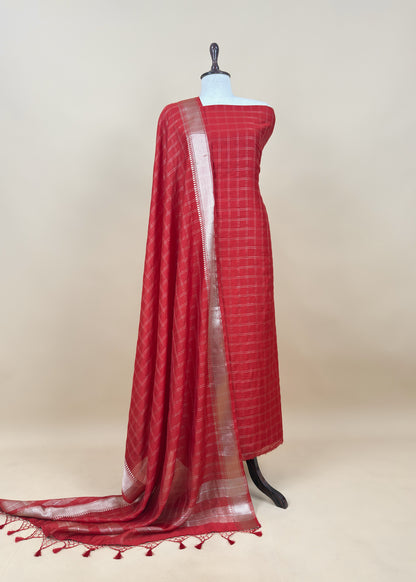 Voilet Banarasi Chanderi Suit With Dupatta