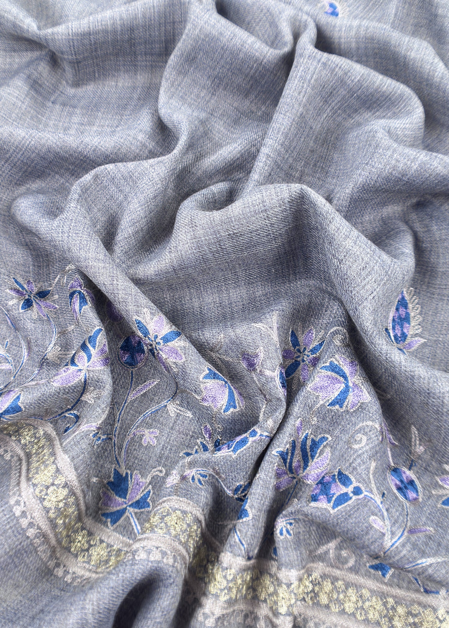 Grey Pure Merino wool with Beautiful Aari embroidery