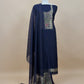 Navy Blue Jamdani Woven Unstitched Suit With Paithani Work