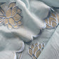 Powder Blue Mul Cotton Suit With Lotus Appliqué Work