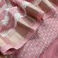 Light Pink Pure Assamese Silk Suit Fabric With Zari Weaving
