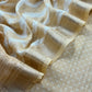 Beige Pure Assamese Silk Suit Fabric With Zari Weaving