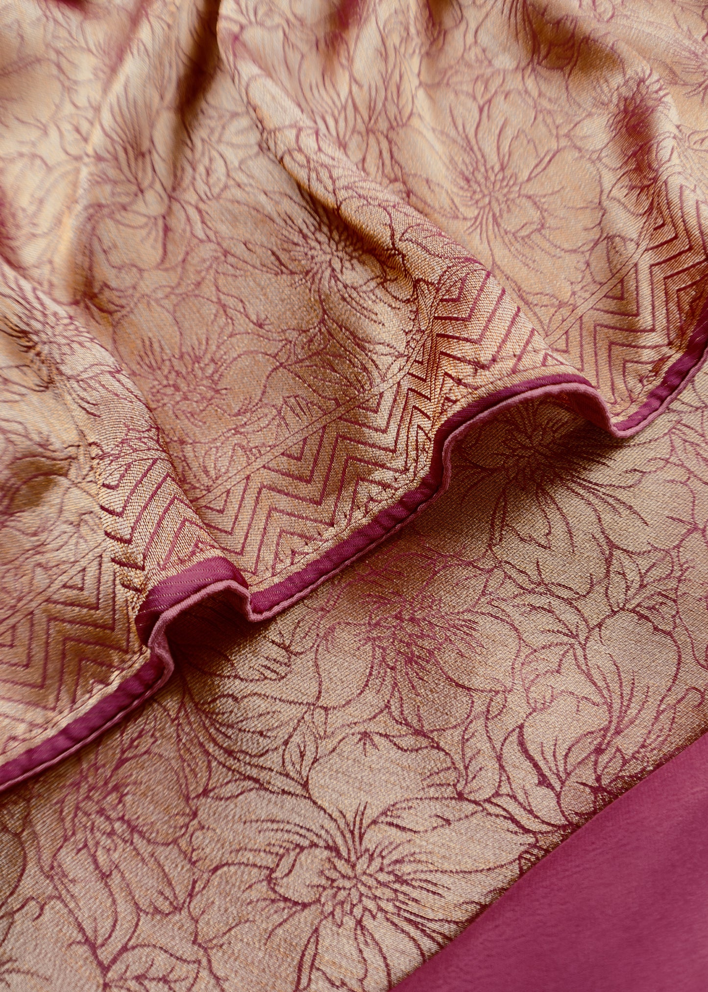 Pink Tissue Brocade Silk Unstitched Suit With Zari Weaving