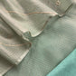 Sea Green Tissue Kota Unstitched Suit With Hand Sequins Work