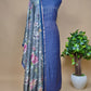 Blue Tussar Suit With Kalamkari Dupatta