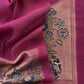 Wine Jamdani Woven Unstitched Suit With Paithani Work