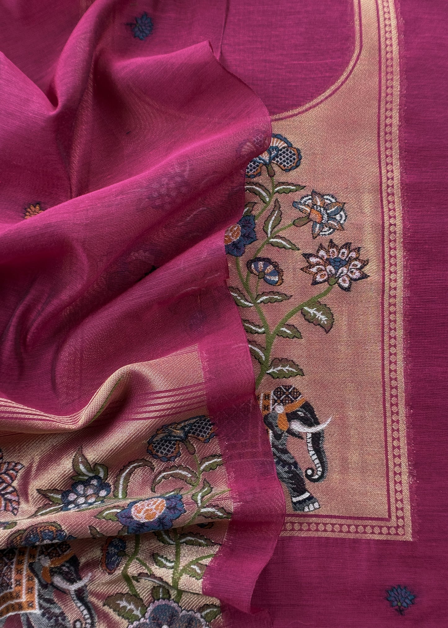 Wine Jamdani Woven Unstitched Suit With Paithani Work