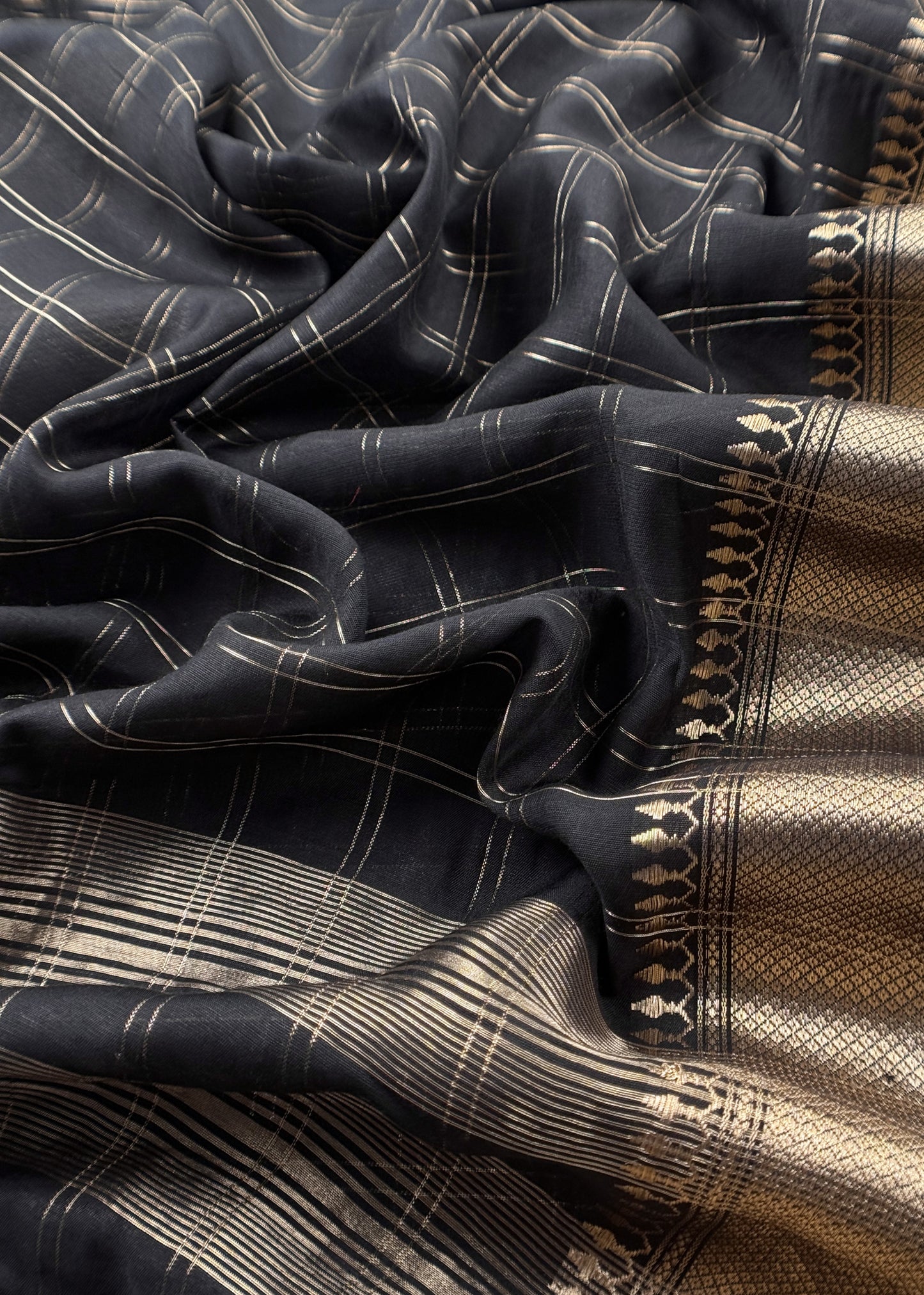 Black Banarasi Chanderi Suit With Dupatta