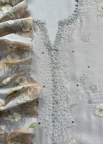 Banarasi chanderi unstitched suit with dupatta

