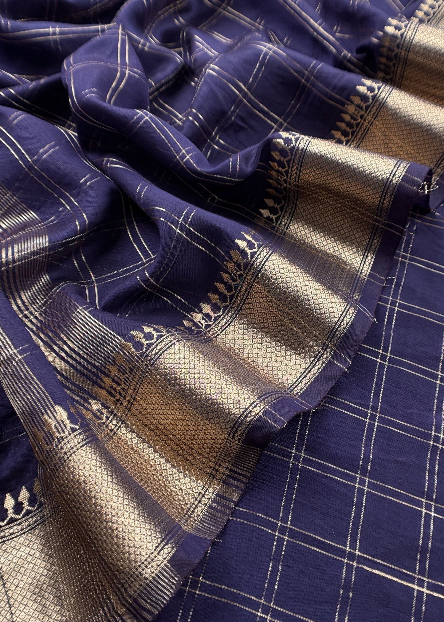 Blue Banarasi Chanderi Suit With Dupatta