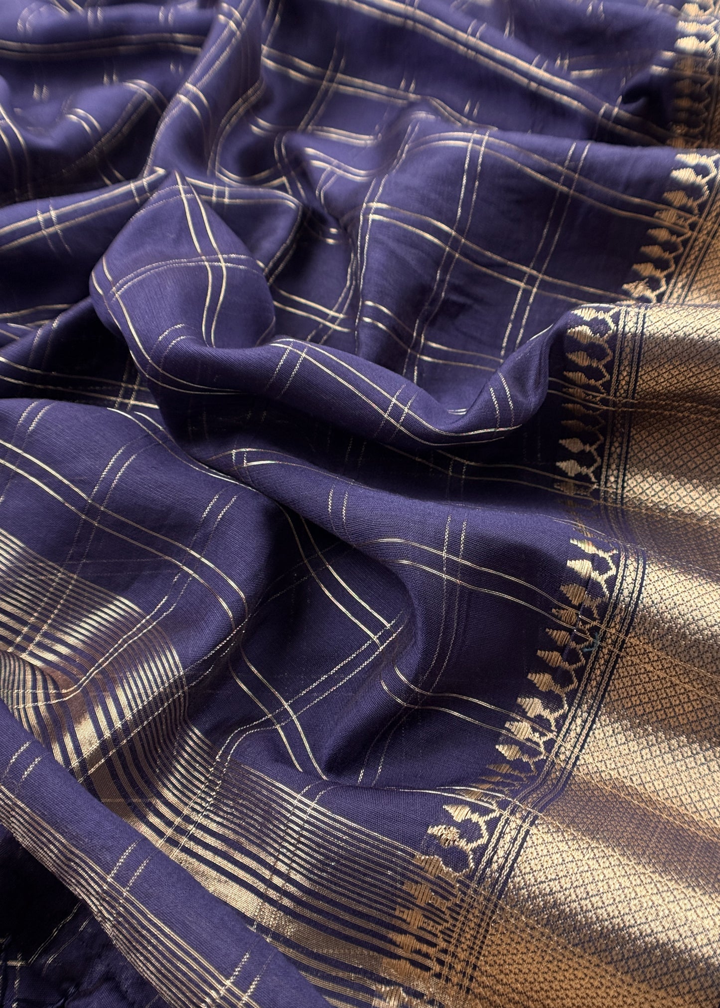 Blue Banarasi Chanderi Suit With Dupatta