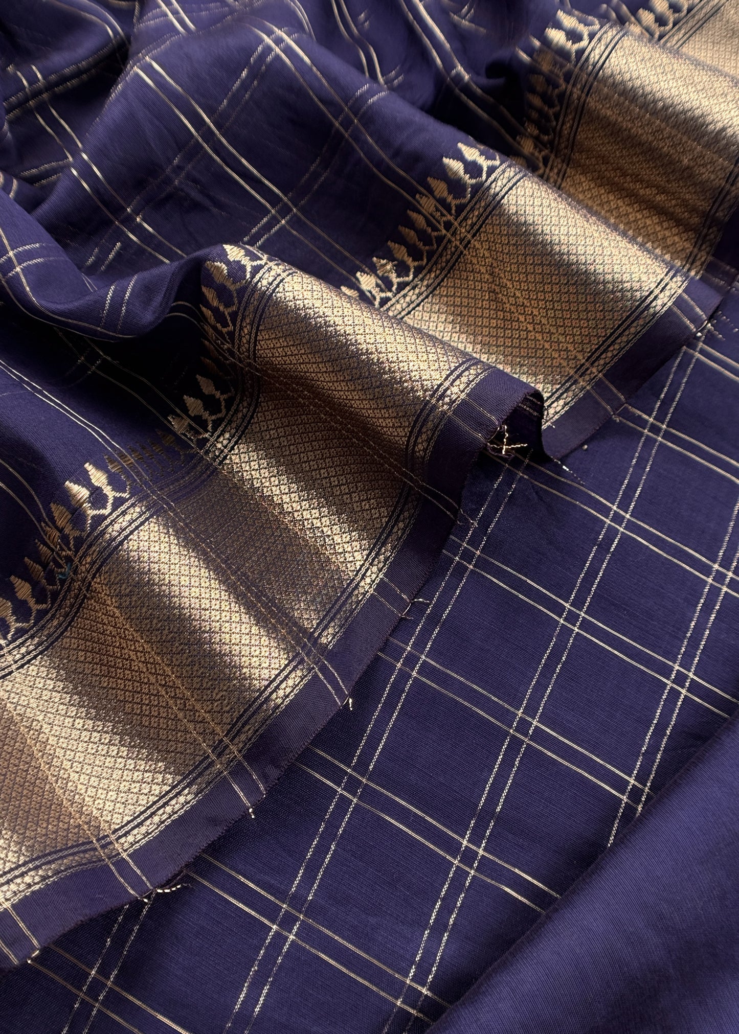 Blue Banarasi Chanderi Suit With Dupatta