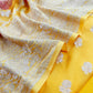 Luxe Yellow Khaddi Georgette Suit Fabric With Mughal Meenakari Weaving