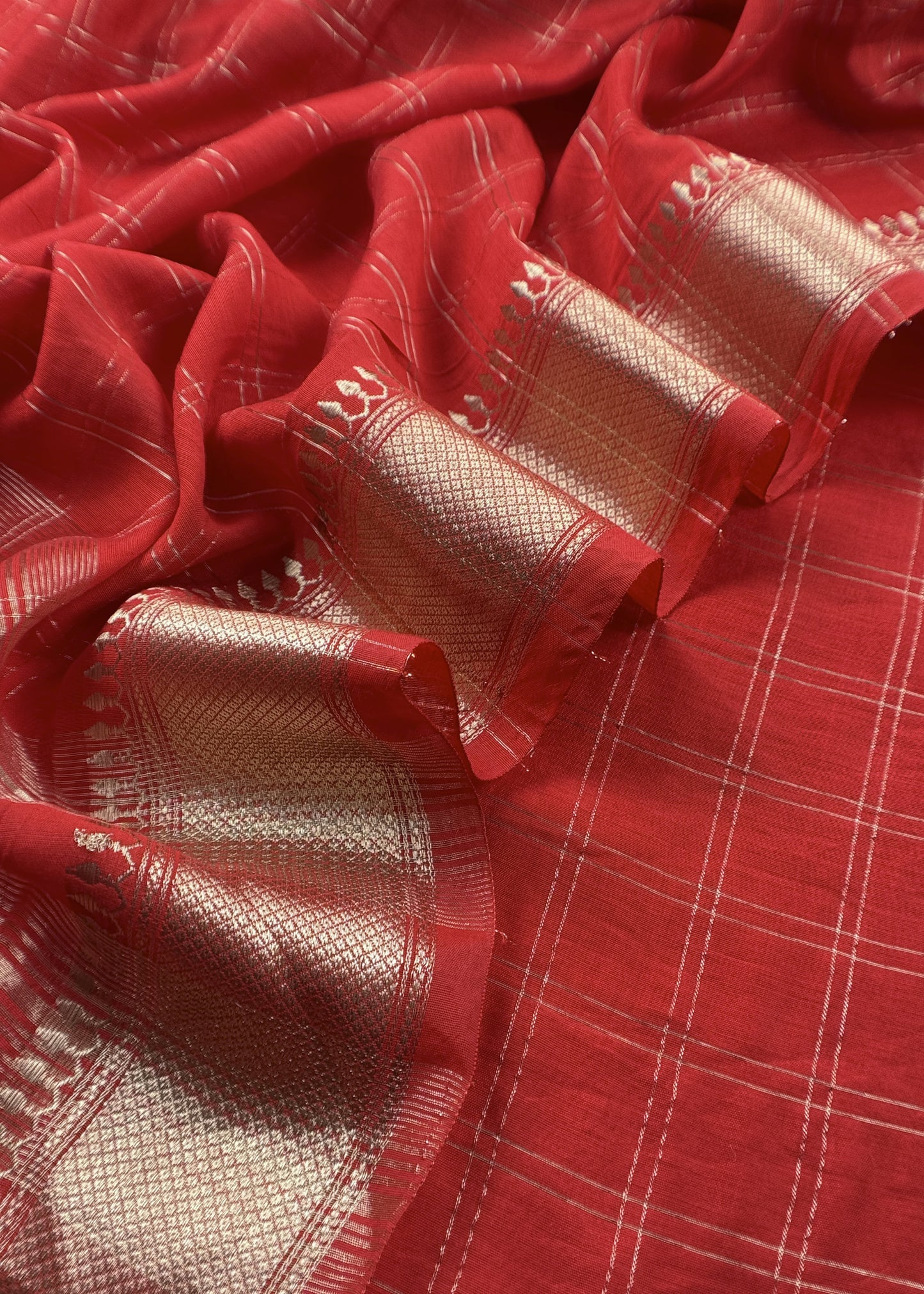 Red Banarasi Chanderi Suit With Dupatta