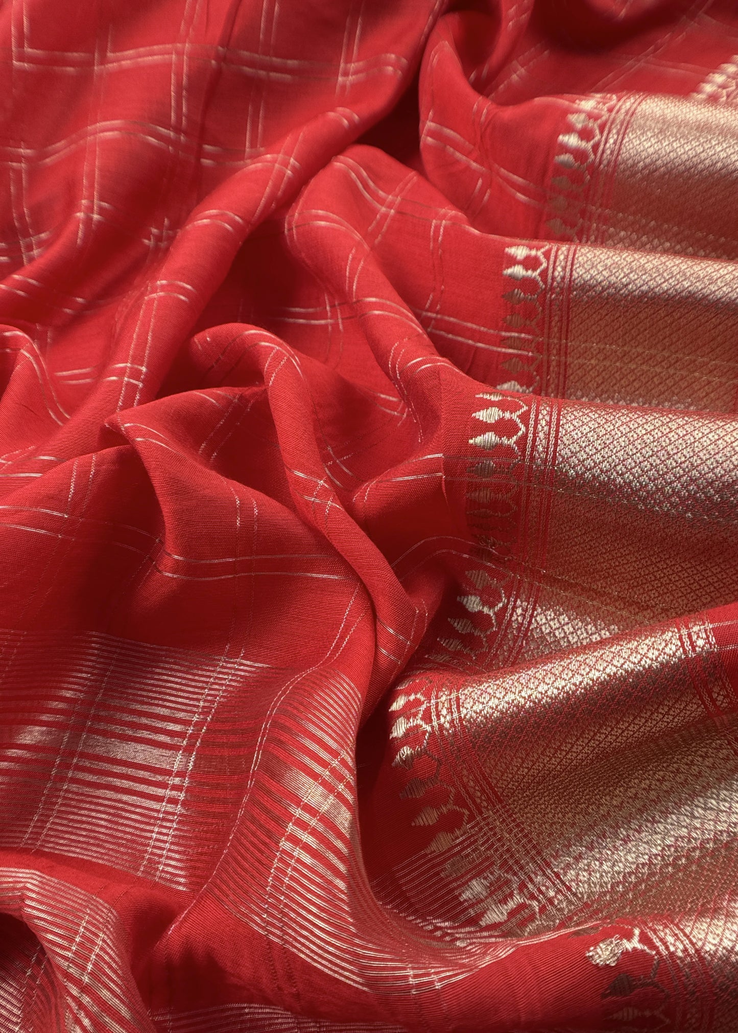 Red Banarasi Chanderi Suit With Dupatta