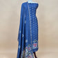 Azure Blue Handpainted Lotus Maheshwari Silk Suit With Banarasi Bootis