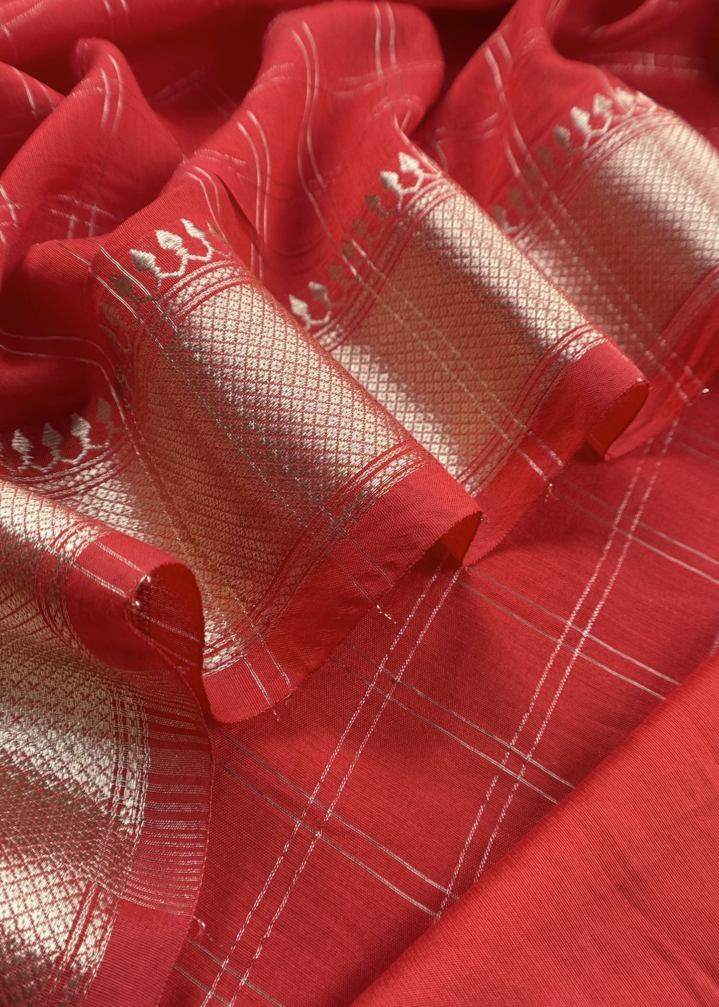 Red Banarasi Chanderi Suit With Dupatta