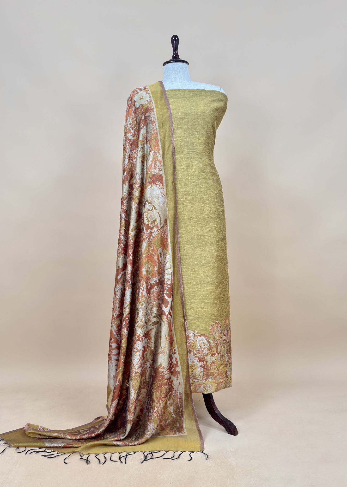 Green Handwoven Kani Silk Unstitched Suit