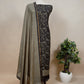 Black Block Print Maheswari Silk Suit With Brown Dupatta