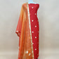 Orange Handloom Unstitched Silk Suit In Kadwa Weaving