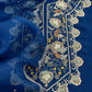 Luxe Royal Blue Dupion Silk Kurta and Kora Silk Dupatta With Handwork
