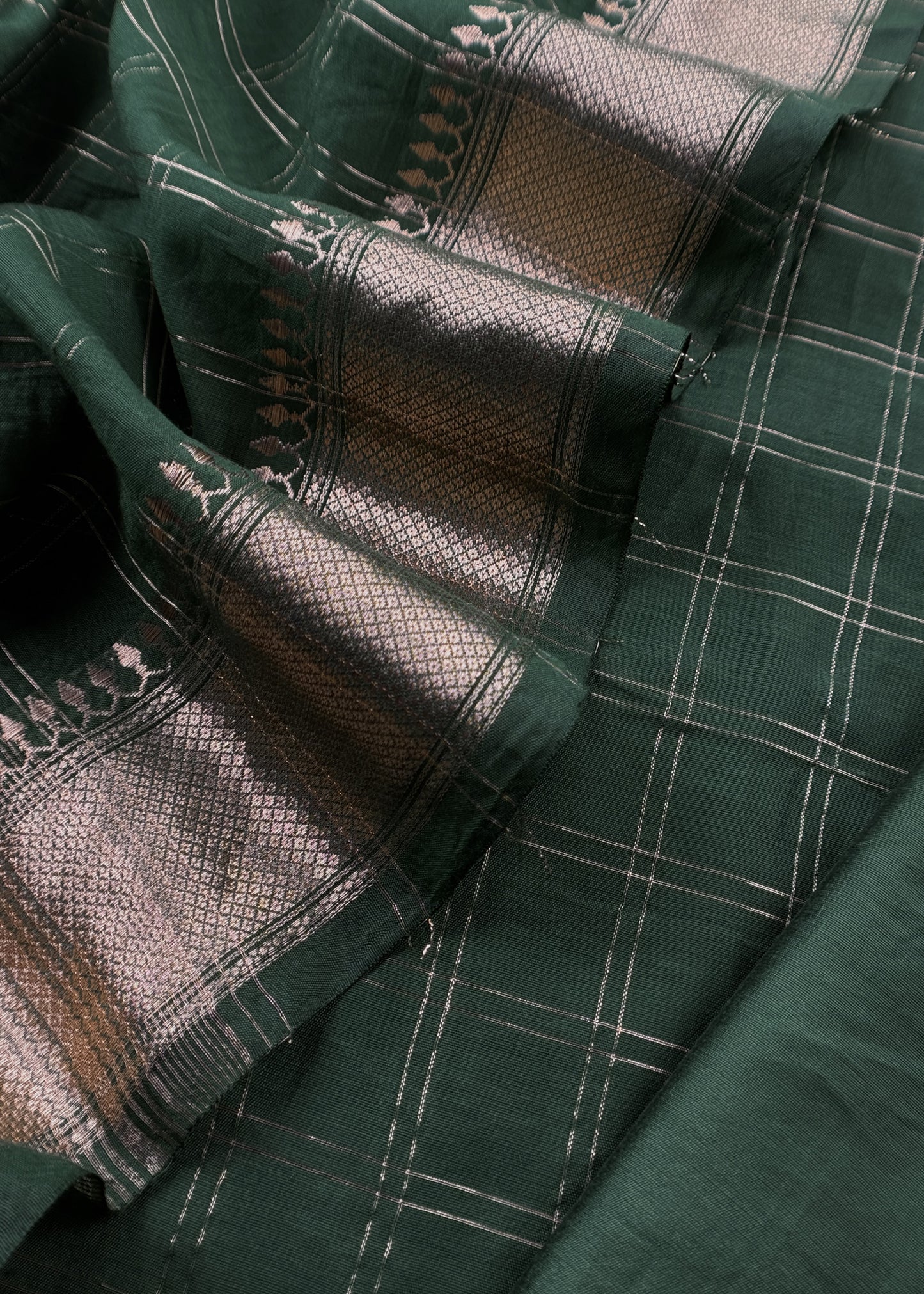 Bottle Green Banarasi Chanderi Suit With Dupatta