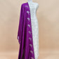 White And Violet Son Chiraiya Pure Silk Suit Fabric With Gold Weaving