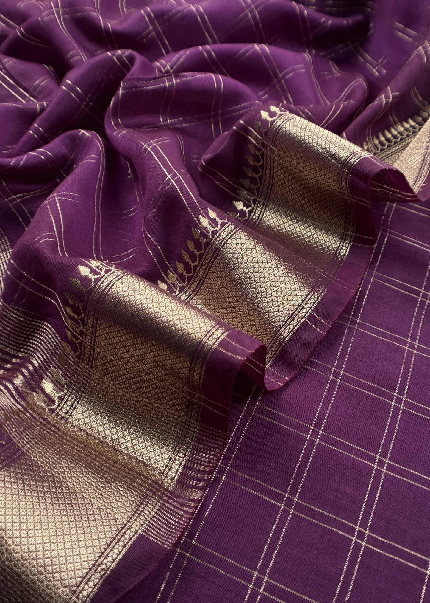 Voilet Banarasi Chanderi Suit With Dupatta