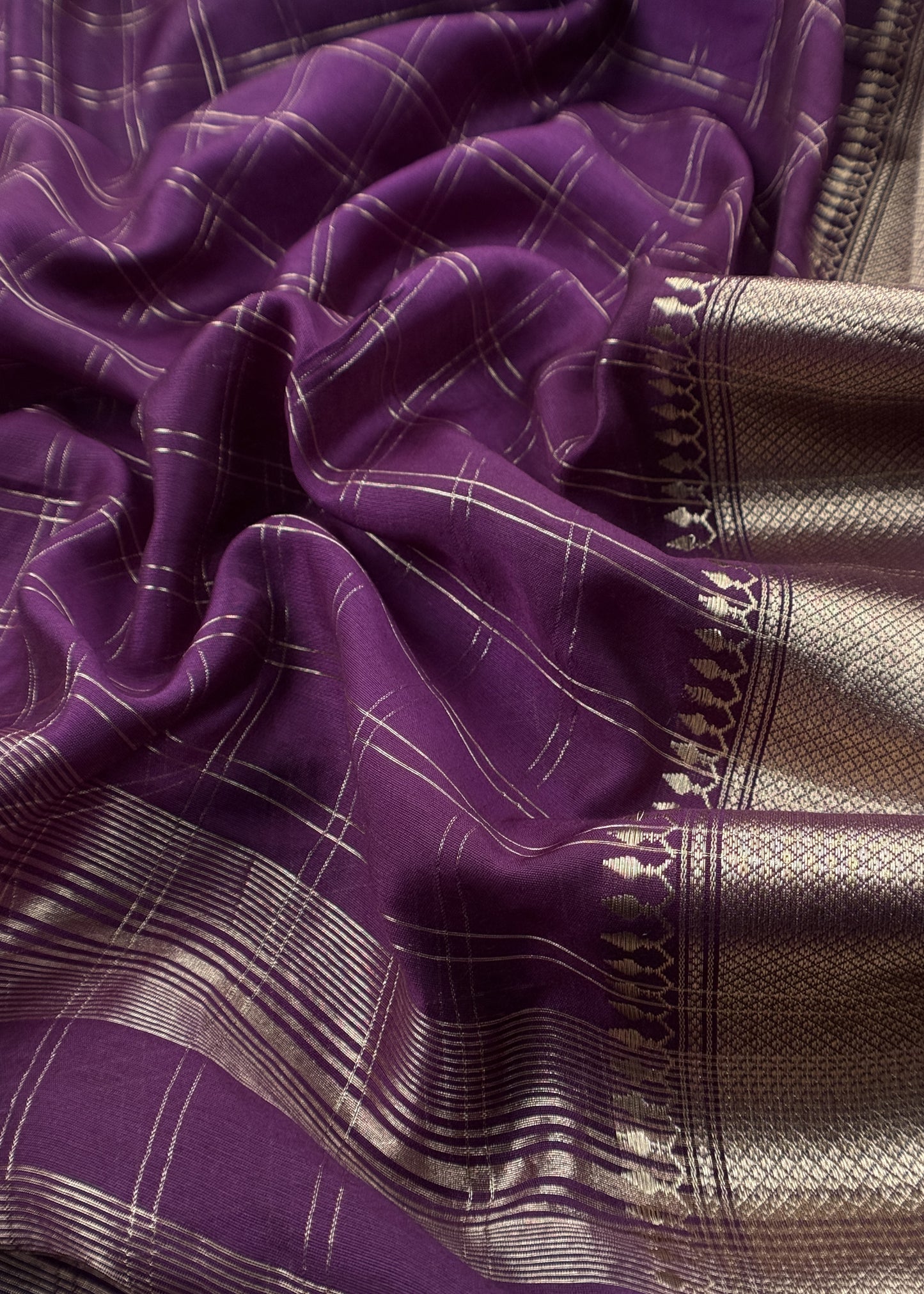 Voilet Banarasi Chanderi Suit With Dupatta