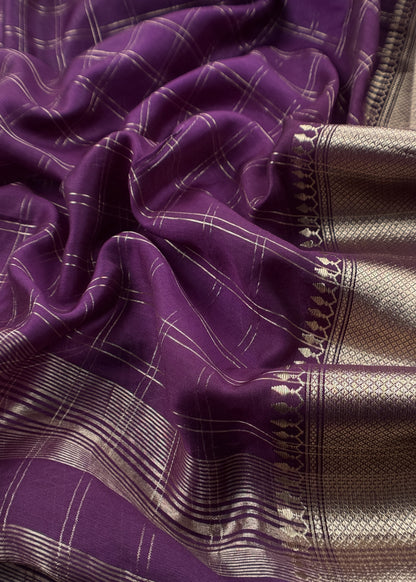 Voilet Banarasi Chanderi Suit With Dupatta