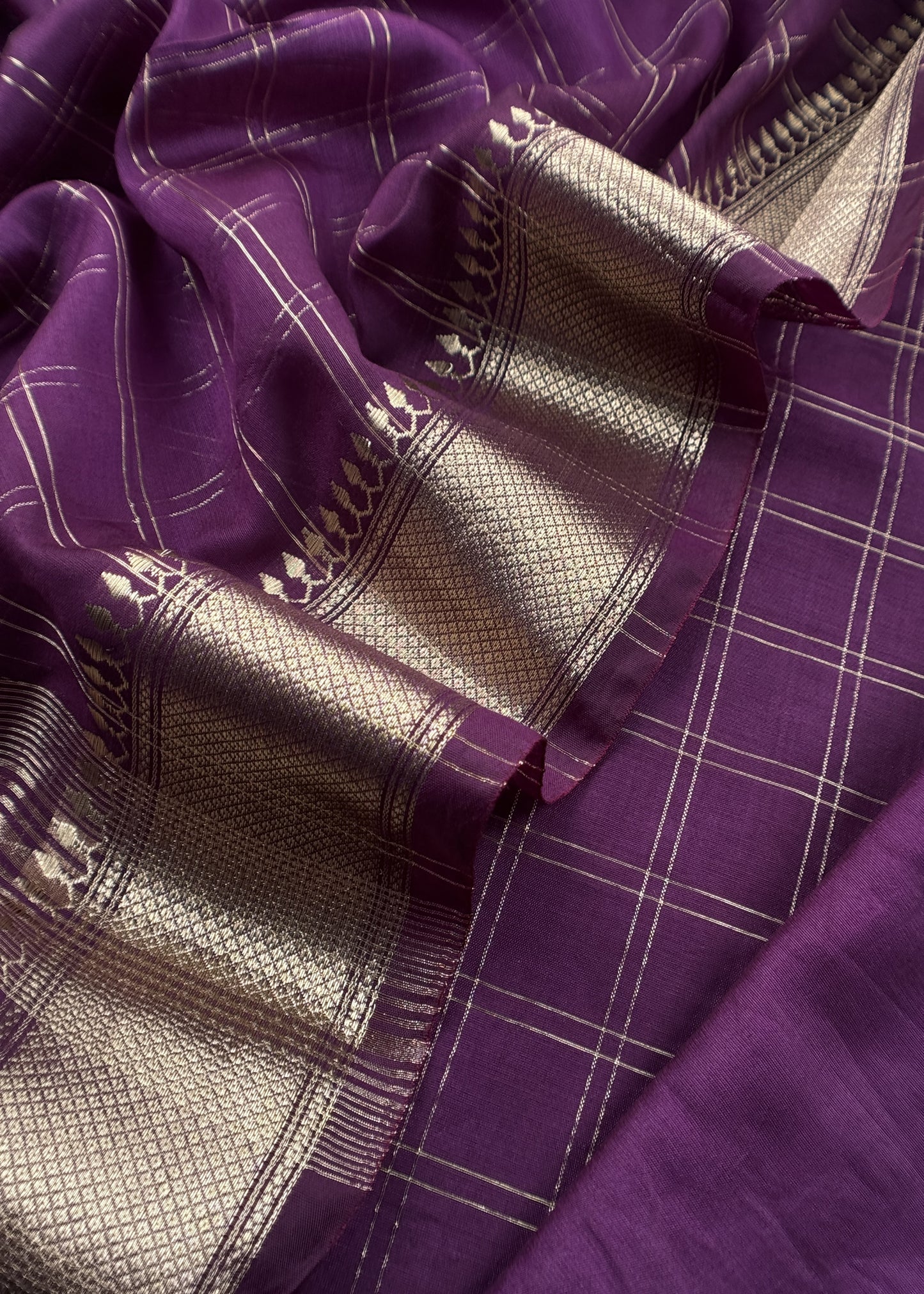 Voilet Banarasi Chanderi Suit With Dupatta