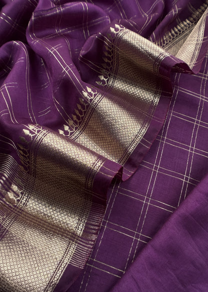 Voilet Banarasi Chanderi Suit With Dupatta