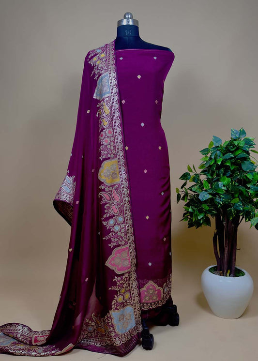 Upada Silk Suit With Meenakari Work