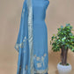 Blue Georgette Organza Suit With Zari Weaving